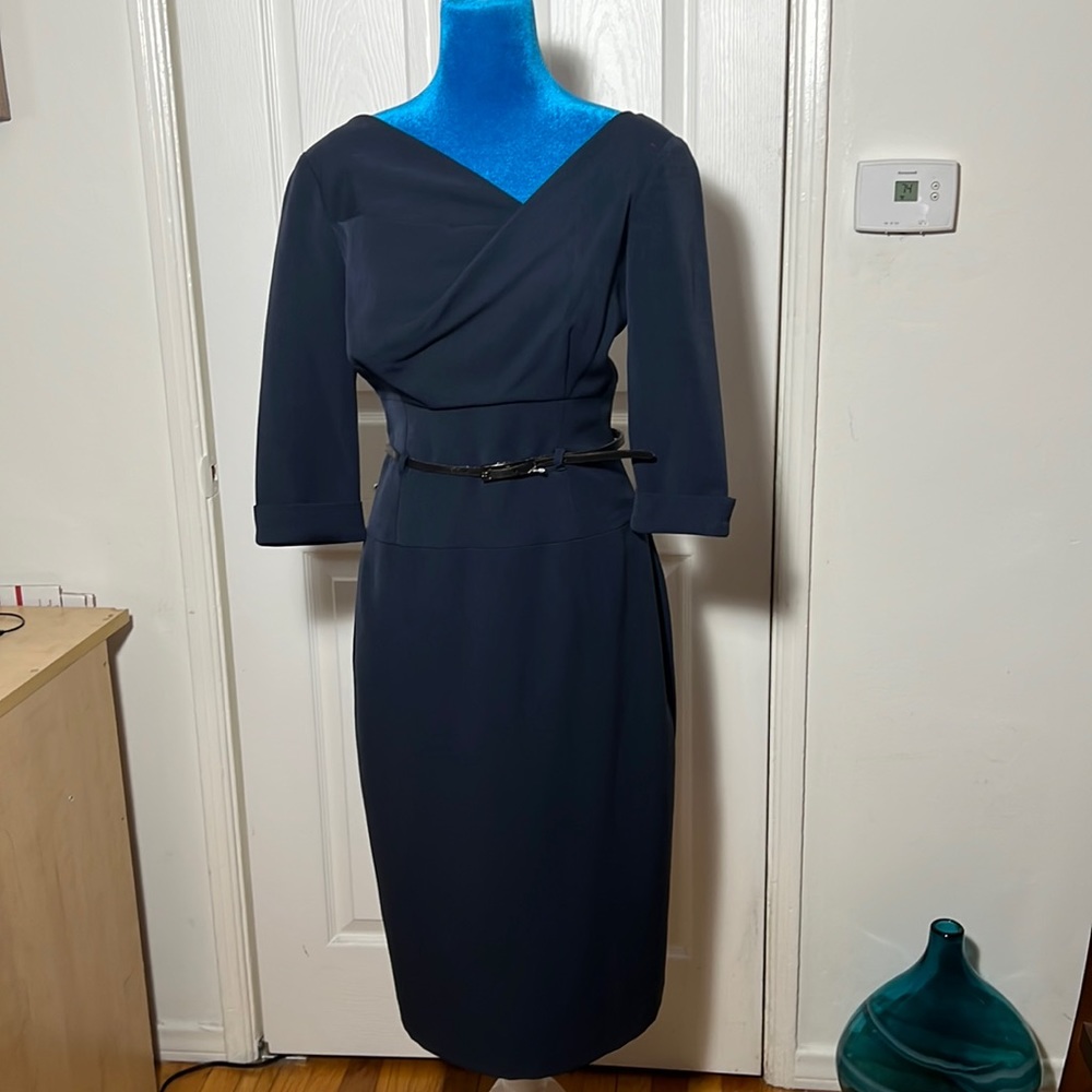 Black Halo Navy Midi Dress